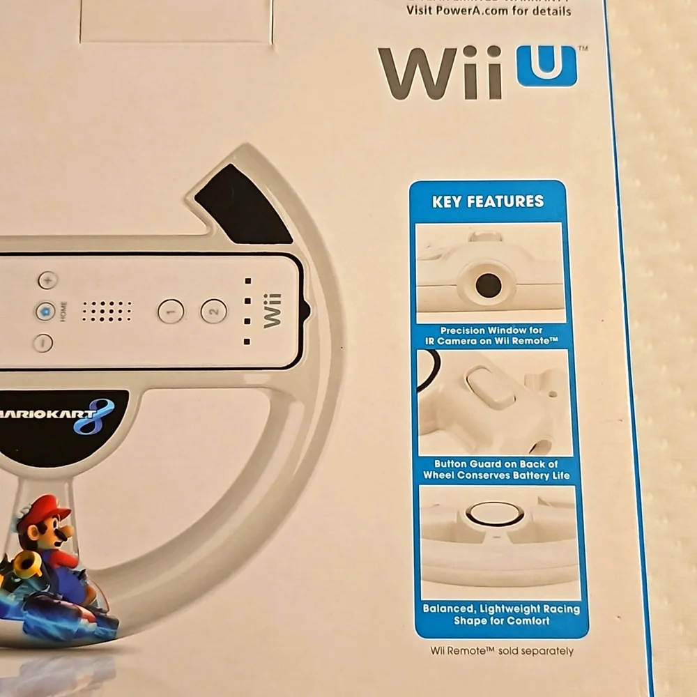 Mario Kart 8 Edition - Power A - Wii U Racing Wheel *NEW SEALED